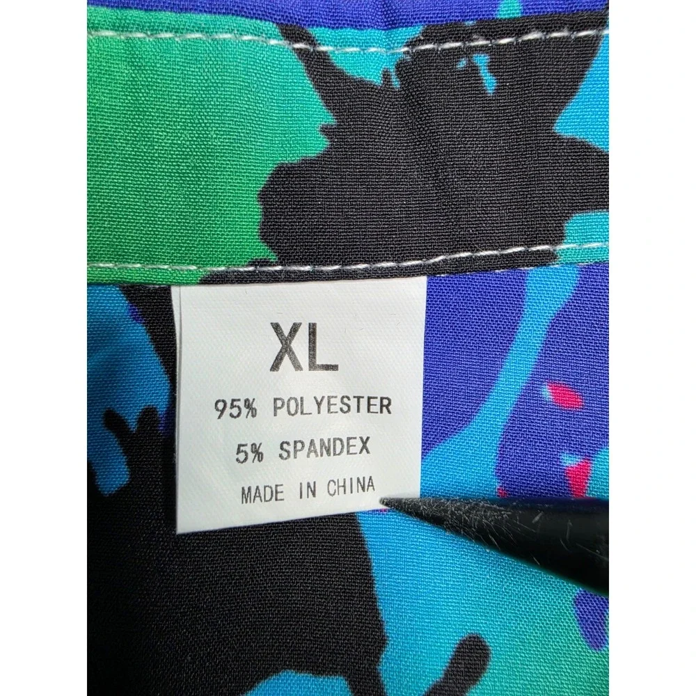 Men's Hawaiian Shirt XL Multicolor Paint Splatter Stretch Short Sleeve Button-Up - Picture 5 of 7